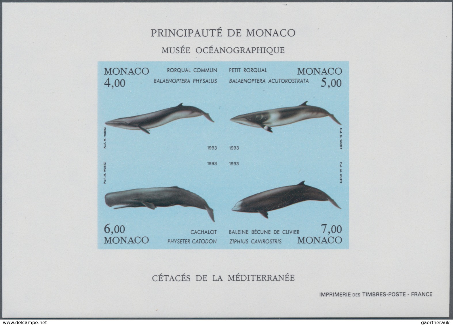 Monaco: 1993, Whales (2nd. Issue) Lot With 30 IMPERFORATE Miniature Sheets, Mint Never Hinged And Sc - Oblitérés