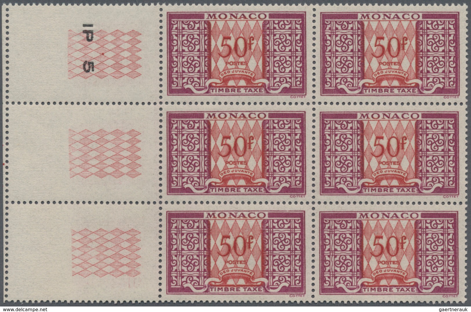 Monaco - Portomarken: 1950, Postage Due ‚ornaments‘ 50fr. Red/lilac-rose In A Lot With 18 Stamps Inc - Portomarken