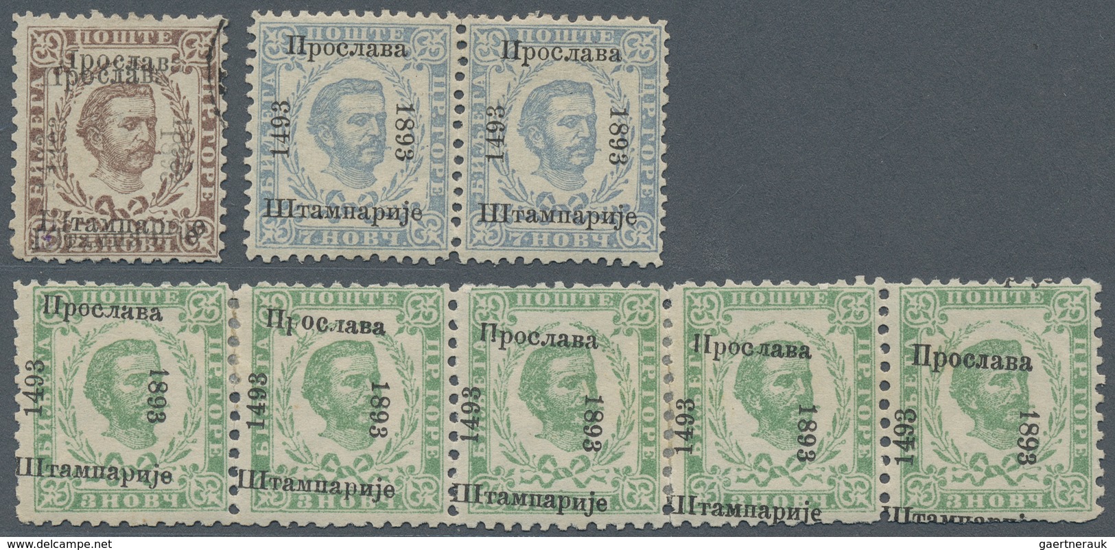 Montenegro: 1893, 400th Anniversary, Overprints On "Nikola" Definitives, Specialised Assortment Of A - Montenegro