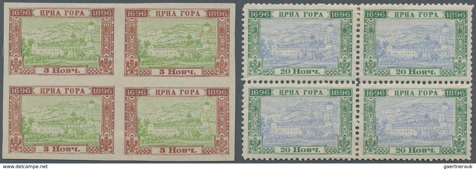 Montenegro: 1897, Bicentenary, Specialised Assortment Of Apprx. 36 Stamps Incl. Imperfs, Double Impr - Montenegro