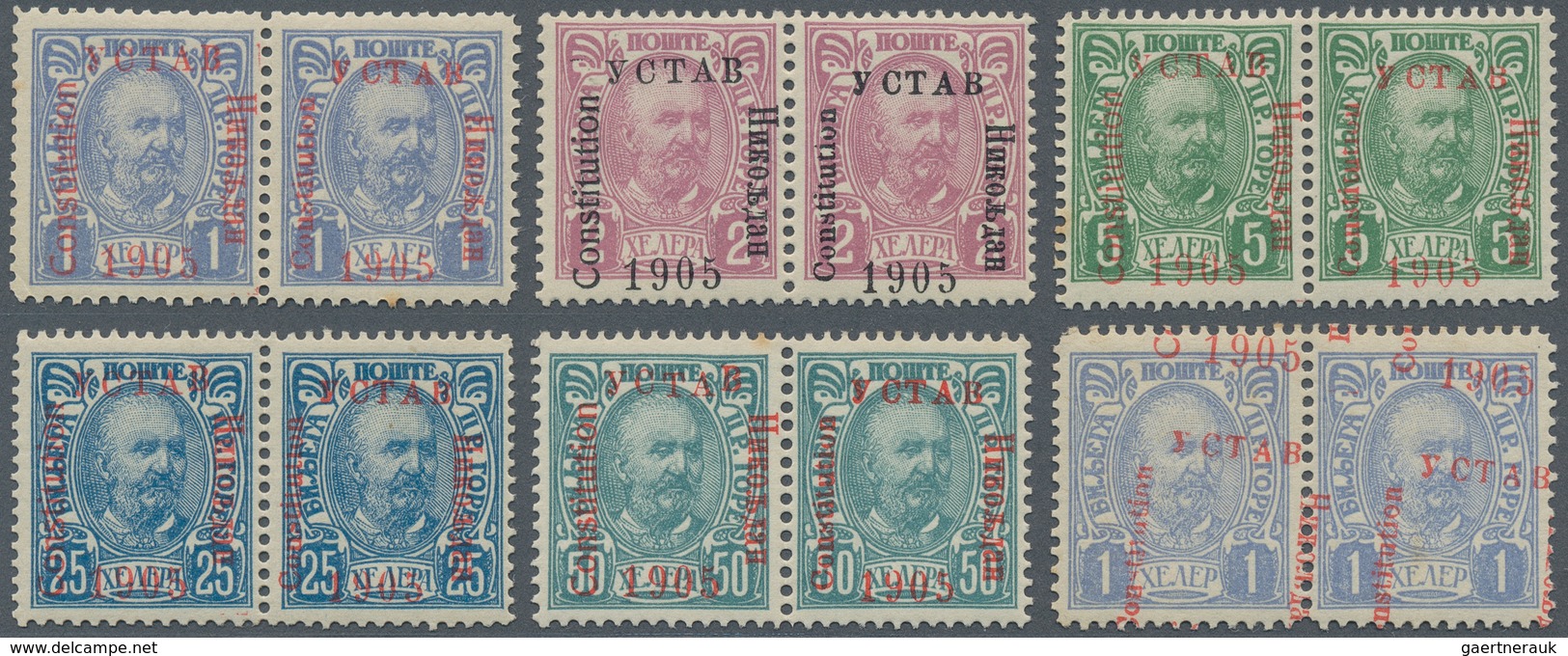 Montenegro: 1905/1906, Overprints, Specialised Assortment Of Apprx. 130 Stamps Showing Many Varietie - Montenegro