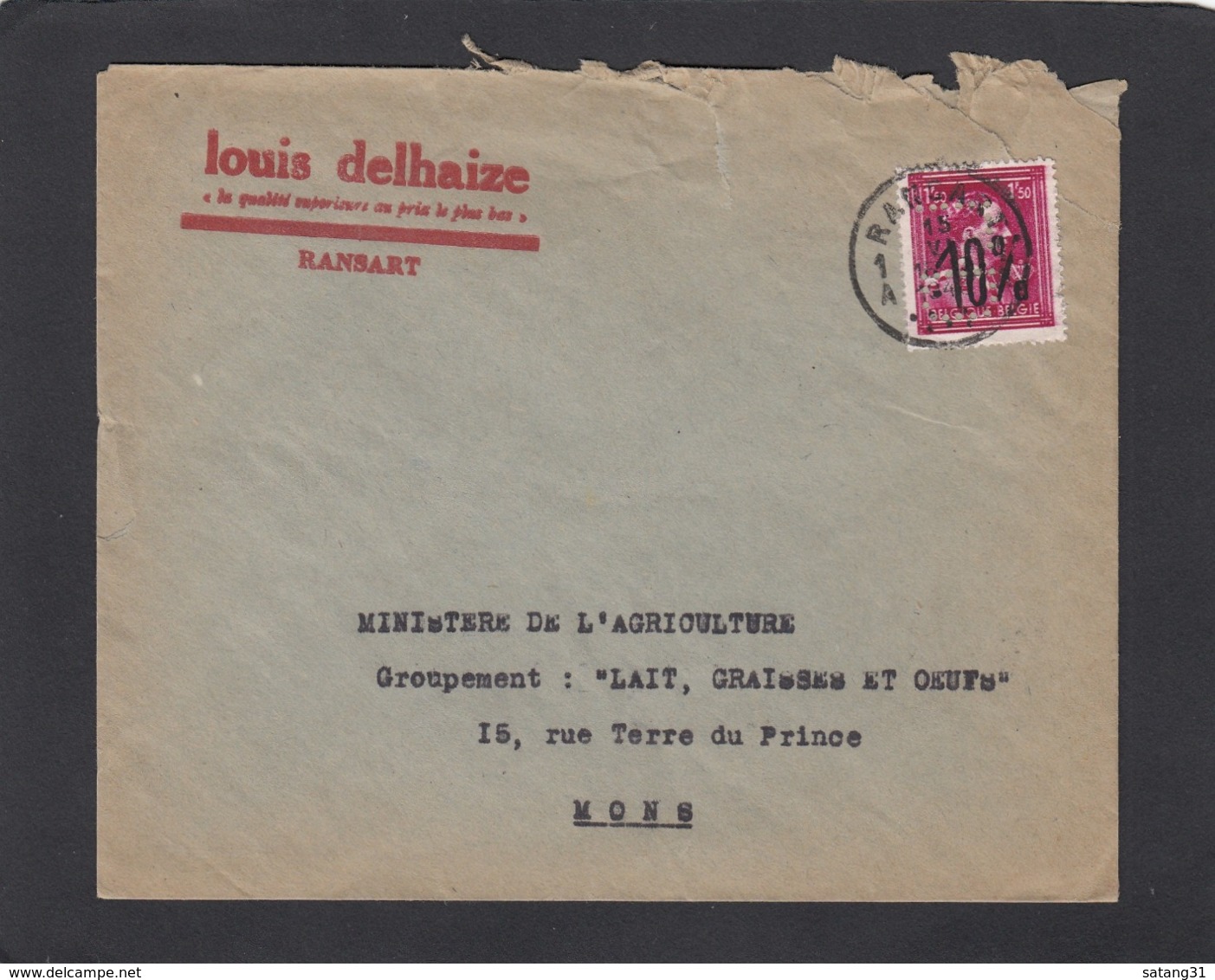 FIRMENLOCHUNG/PERFIN/PERFORATION. LOUIS DELHAIZE,RANSART. - 1946 -10%