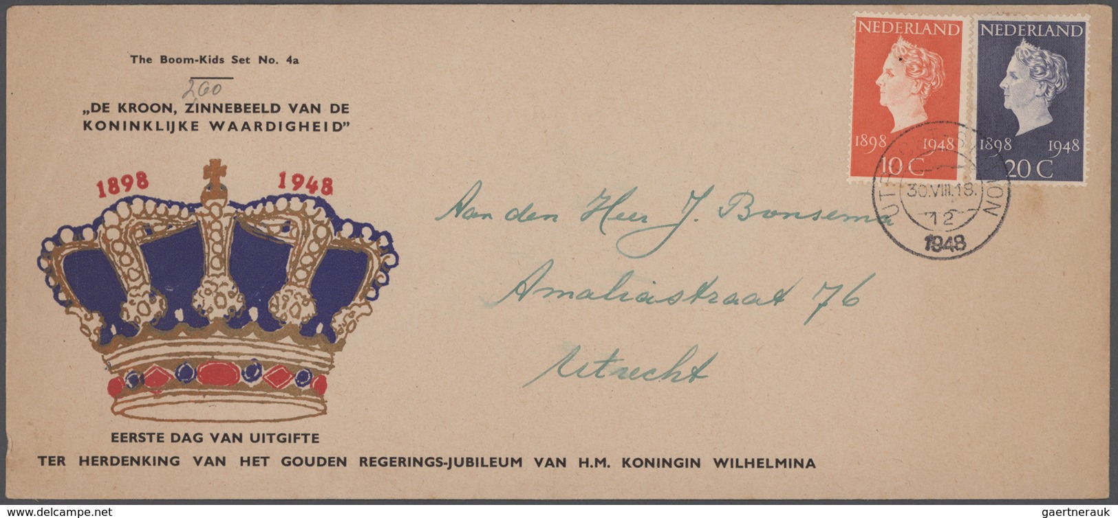 Niederlande: 1948-1949, Partie Mit 7 FDC, Verschiedene Ausgaben Auf Schmuck-Umschlägen, Enthalten Al - Autres & Non Classés