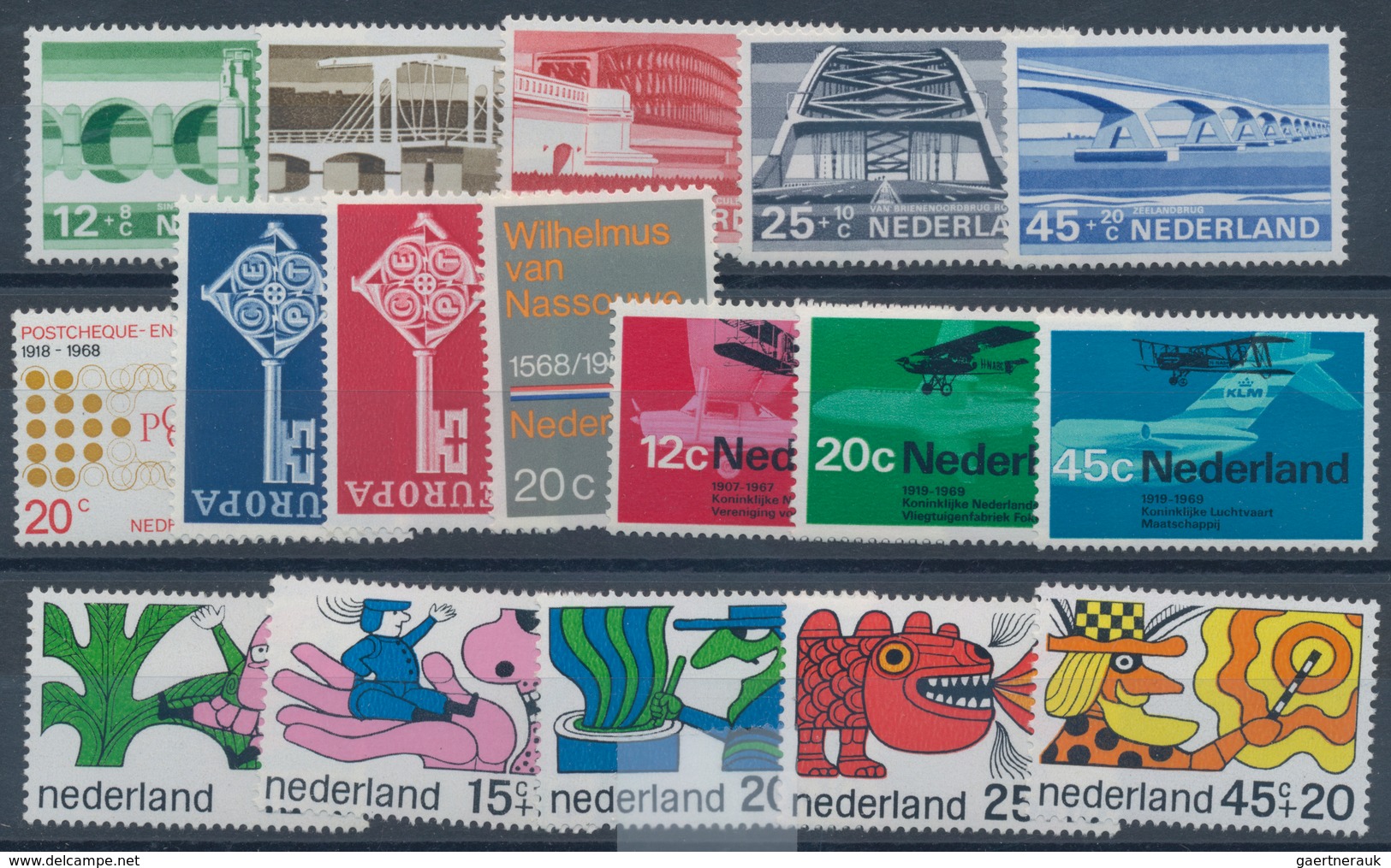 Niederlande: 1968, Sets Without The Souvenir Sheets Per 250 MNH. Every Year Set Is Separately Sorted - Autres & Non Classés