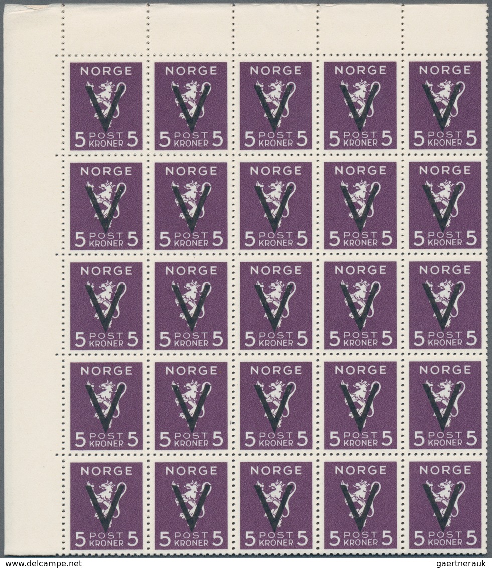 Norwegen: 1941, Definitives With Opt. 'V' (Victory Issue) Without Watermark In An Investment Lot Wit - Usati