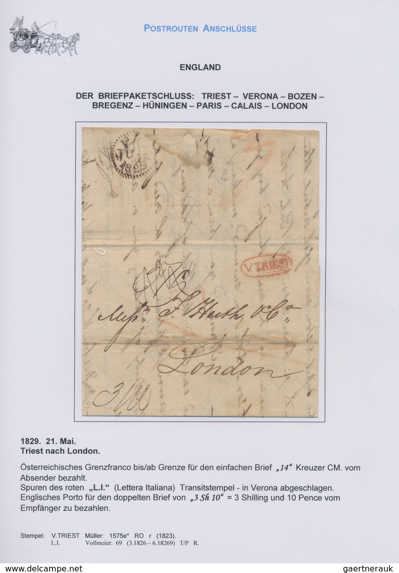 Österreich - Vorphilatelie: 1829/1842, Korrespondenz Aus Triest An Friedrich Huth&Co, London, Partie - ...-1850 Vorphilatelie
