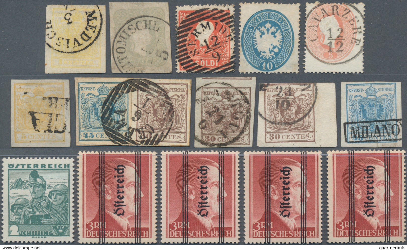 Österreich: 1850/1945, Dubletten Auf Fünf Großen Steckkarten Mit Etlichen Besseren Ausgaben U.a. Rei - Sammlungen