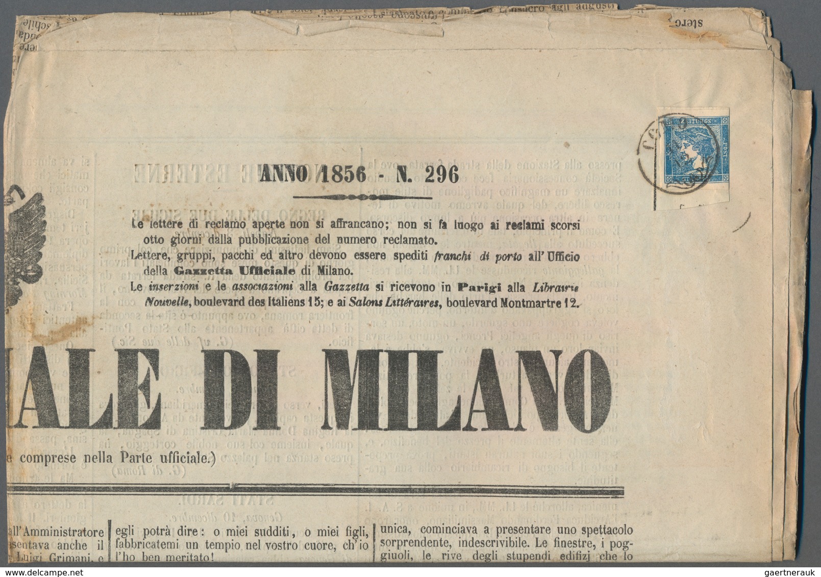 Österreich: 1851, Konvolut Mit 10 Kompletten Zeitungen "GAZZETTA UFFICIALE DI MILANO" Aus Den Jahren - Colecciones