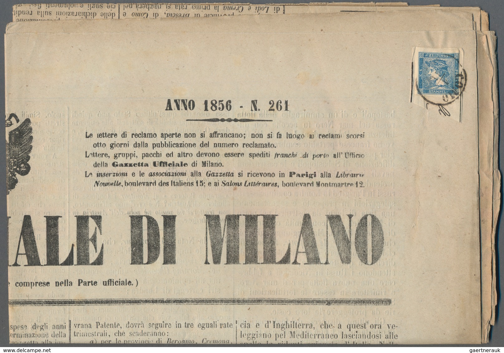 Österreich: 1851, Konvolut mit 10 kompletten Zeitungen "GAZZETTA UFFICIALE DI MILANO" aus den Jahren