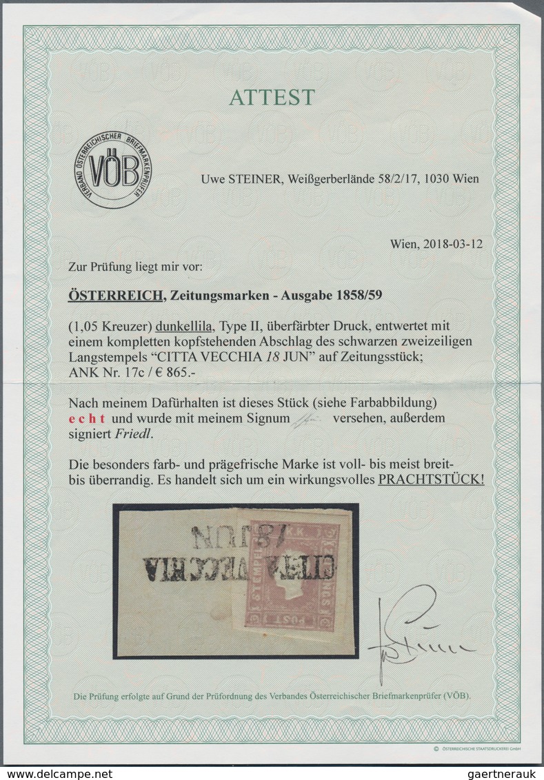 Österreich: 1858/1867 (ca.), Lot Von Sechs Briefstücken Mit Sieben Marken, Dabei MiNr. 11 II (Befund - Colecciones