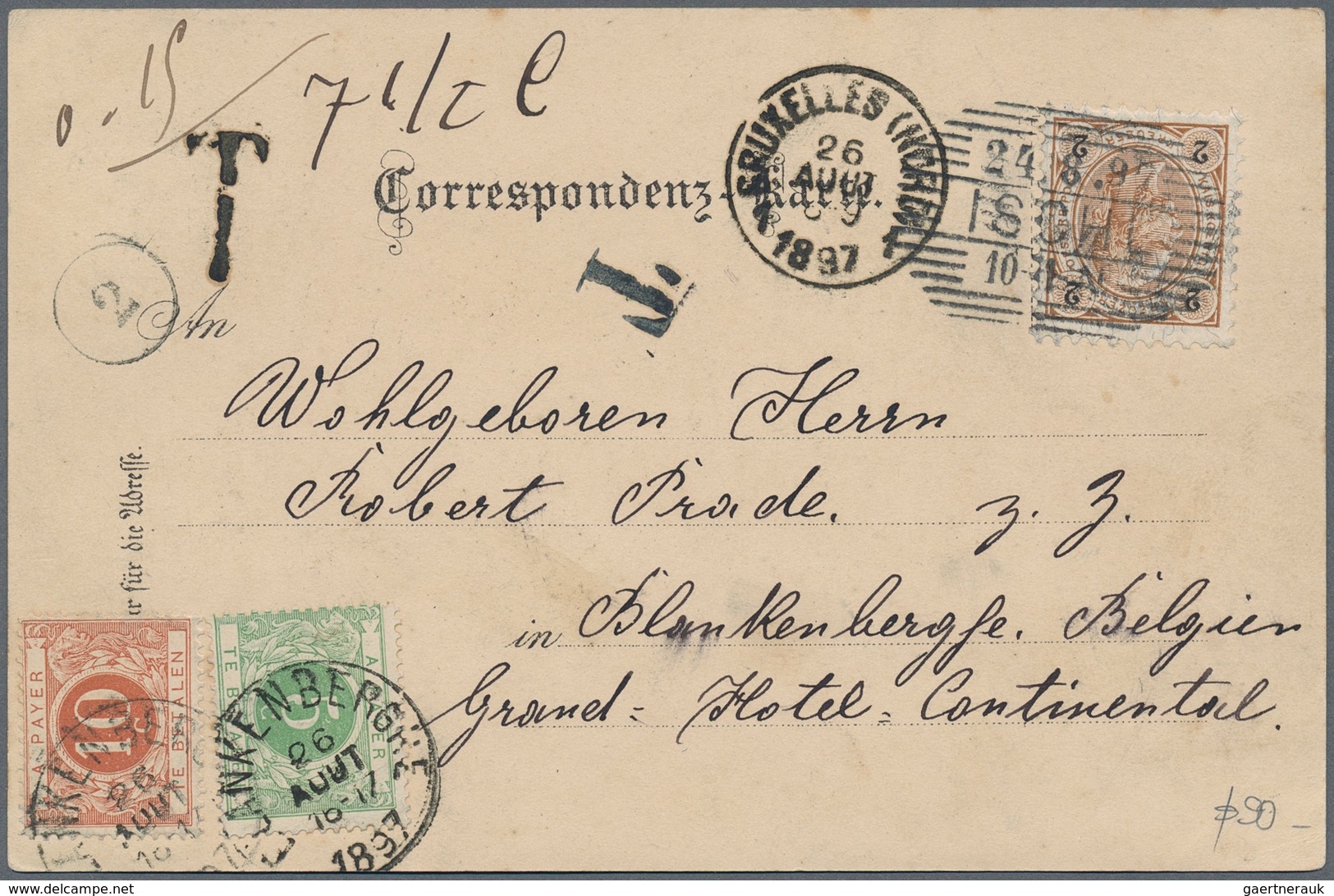 Österreich: 1895/1899, Lot Von Fünf Ins Ausland Gelaufene Ansichtskarten, Unterfrankiert Und Mit Nac - Colecciones