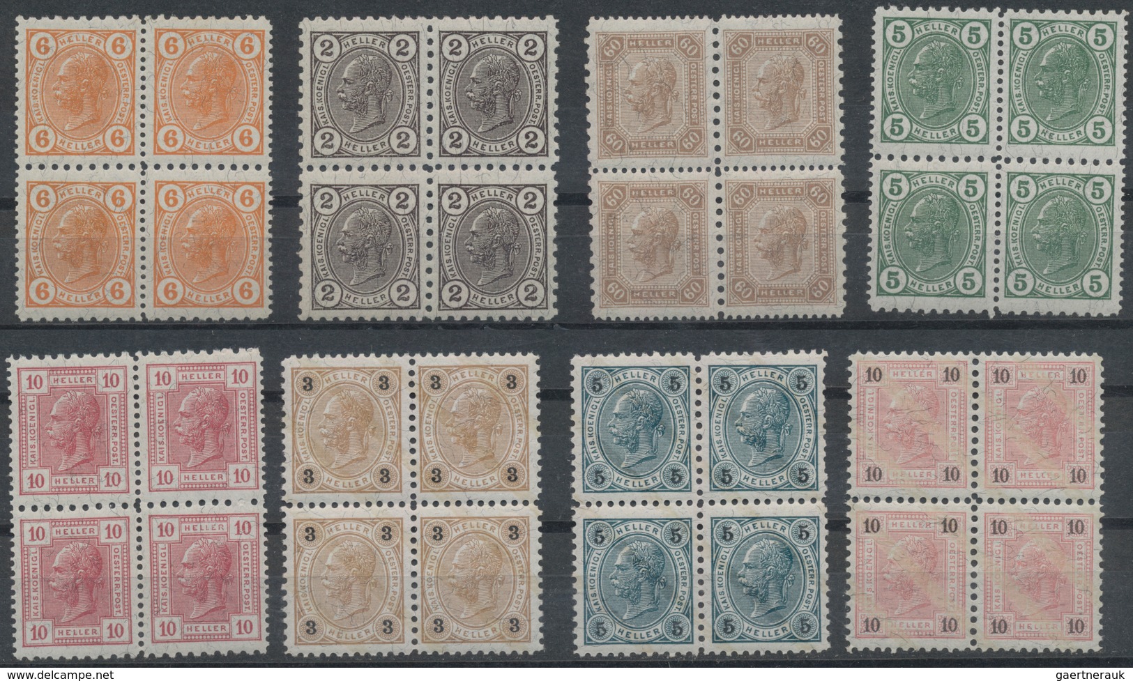 Österreich: 1901/1907, Freimarken Franz Joseph, Partie Von 16 Vierer-Blocks Mit FRIEDL-Zähnungen, Me - Collections