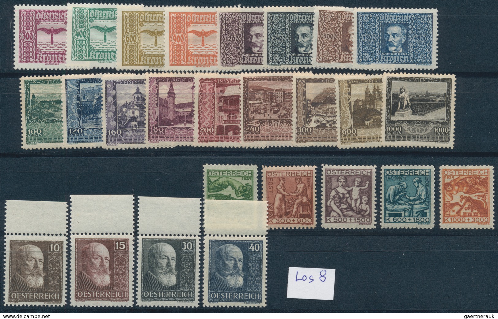 Österreich: 1922/1926, Postfrische Partie Auf Steckkarten (siehe Www). Mi. Ca. 370,- €. - Colecciones