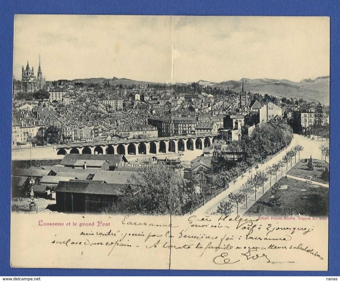 CPA Suisse Helvétia Schweiz Svizzera Circulé Carte Double Panoramique Lausanne - Lausanne