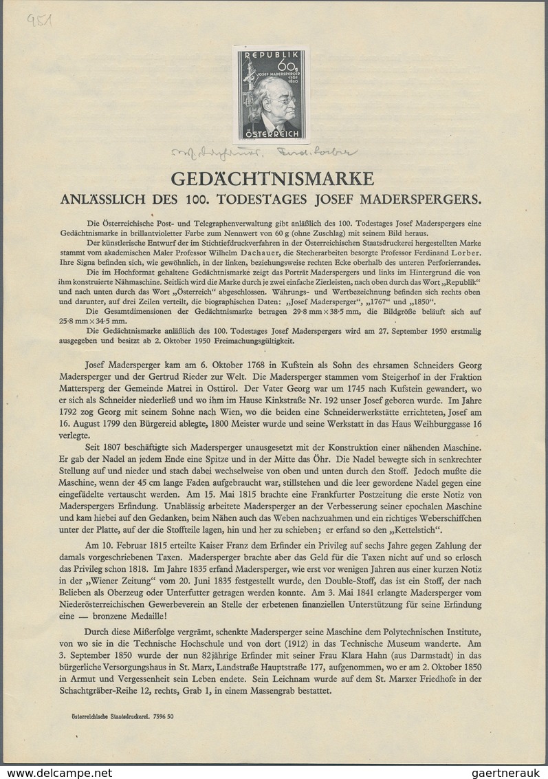 Österreich: 1947/1973, Partie Von 17 Schwarzdrucken Auf Hellgelben A4-Erläuterungsblättern, Die Nur - Sammlungen