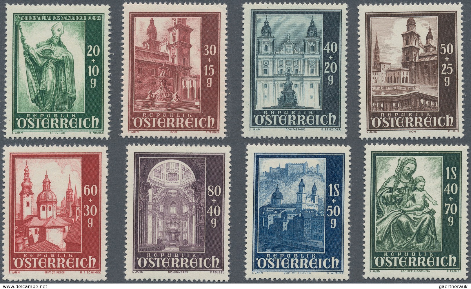 Österreich: 1948, Wiederaufbau Des Salzburger Doms Bestand Von 55 Kompletten Sätzen In Einheiten, Po - Sammlungen