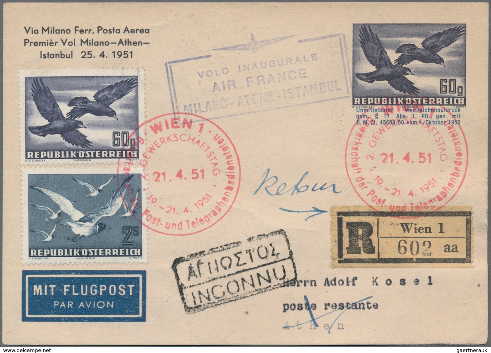 Österreich: 1948/1958, Vielseitige Partie Von Ca. 48 Besseren Briefen Und Karten, Fast Alles FLUGPOS - Sammlungen