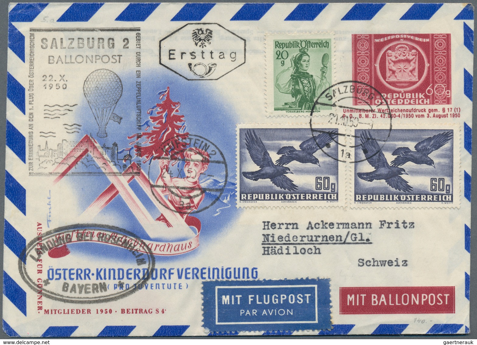 Österreich: 1948/1961, Sammlungspartie Von Ca. 86 Ballonpostbelegen Der Österreichischen Pro Juventu - Sammlungen