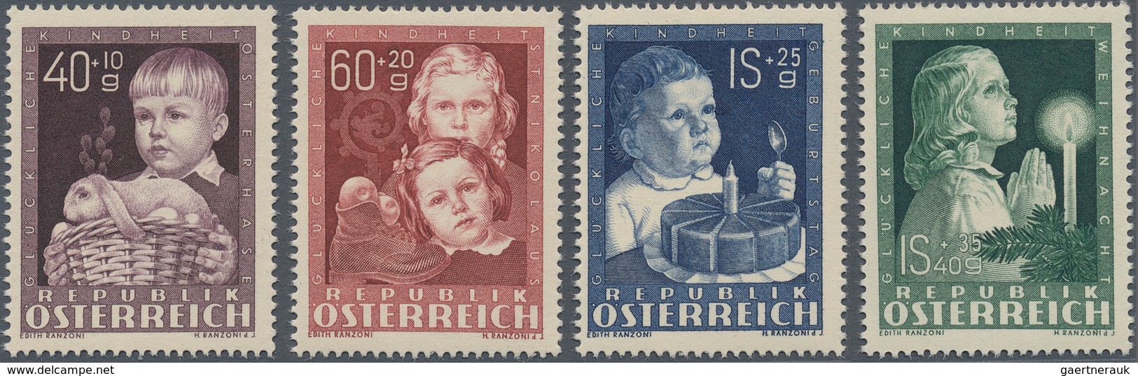 Österreich: 1949, Glückliche Kindheit Bestand Von 160 Kompletten Sätzen Dabei Auch Etliche Einheiten - Sammlungen