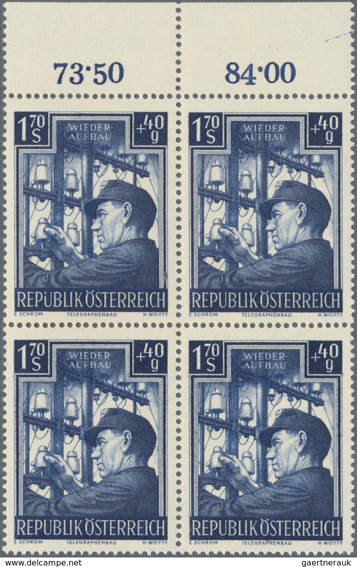 Österreich: 1951, Wiederaufbau Bestand Von 130 Kompletten Sätzen Dabei Auch Einige Viererblocks, Pos - Sammlungen