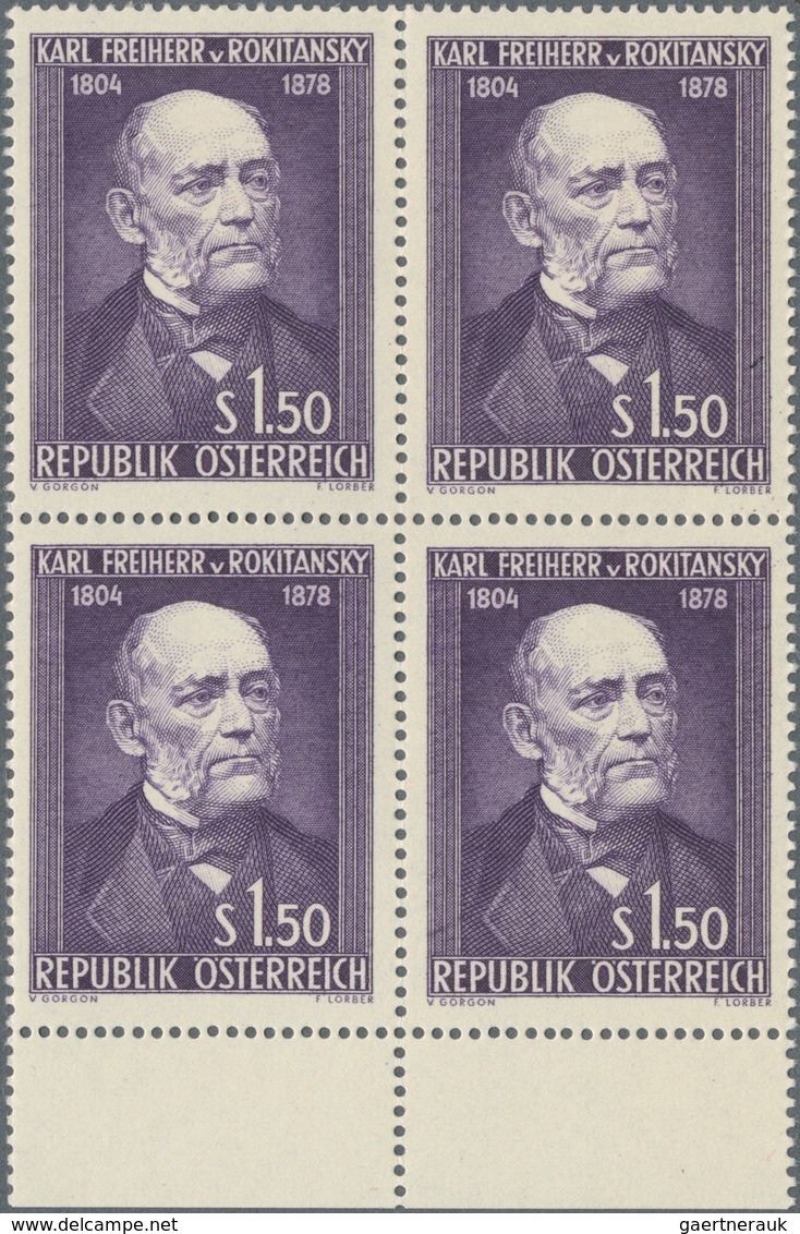 Österreich: 1954, Karl Freiherr Von Rokitansky 1,50 S. Dunkelviolett Bestand Von 200 Marken Dabei Au - Colecciones