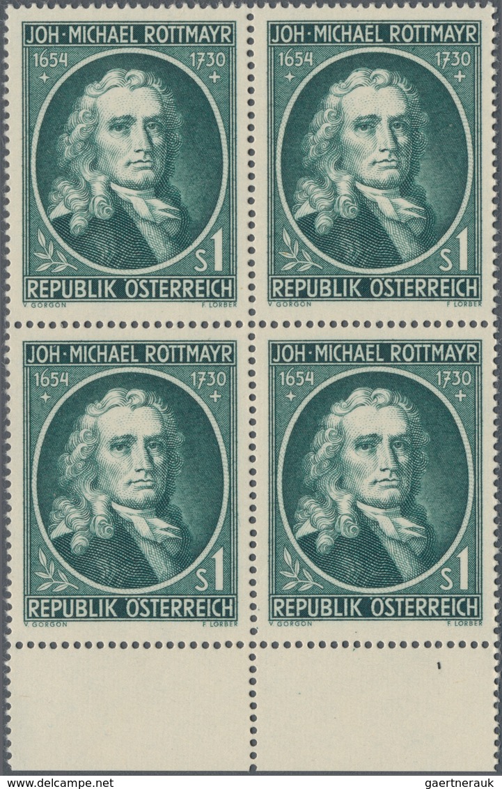 Österreich: 1954, Johann Michael Rottmayr 1 S. Dunkelblaugrün Bestand Von 190 Marken Dabei Auch Ein - Sammlungen