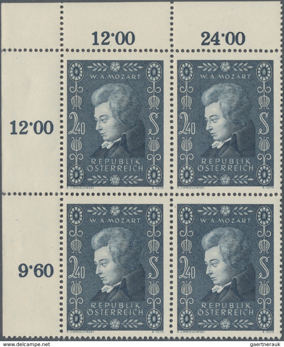 Österreich: 1956, Wolfgang Amadeus Mozart 2,40 S. Schwarzblau Bestand Von 115 Marken Dabei Auch Etli - Sammlungen