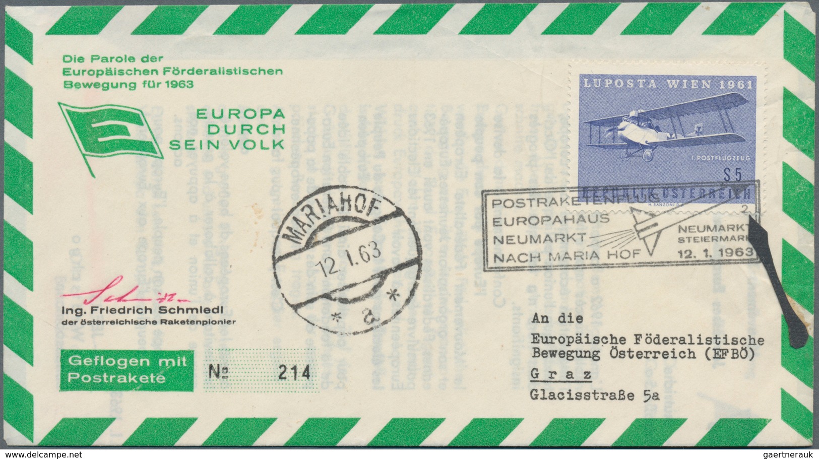 Österreich: 1961/1971 (ca.), RAKETENPOST: Kl. Partie Mit 14 Belegen Mit Einigen Unterschiedl. Stempe - Colecciones