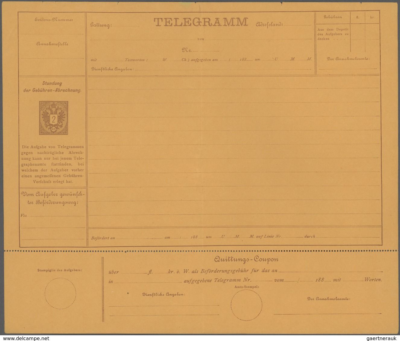 Österreich - Ganzsachen: 1876/1916 Neun Ungebrauchte Telegrammblätter, Dabei TB2 30 Kr. Oliv Auf Rah - Otros & Sin Clasificación