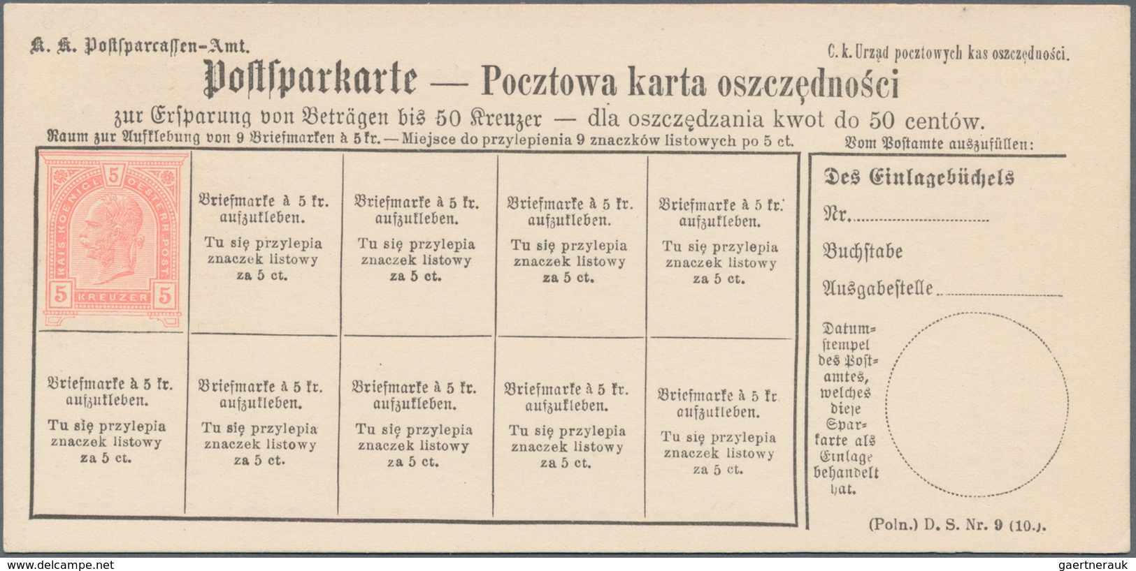 Österreich - Ganzsachen: 1883/1902 Zehn Ungebrauchte Postsparkarten Ab SK 17I Bis Zur Ausgabe In Hel - Otros & Sin Clasificación