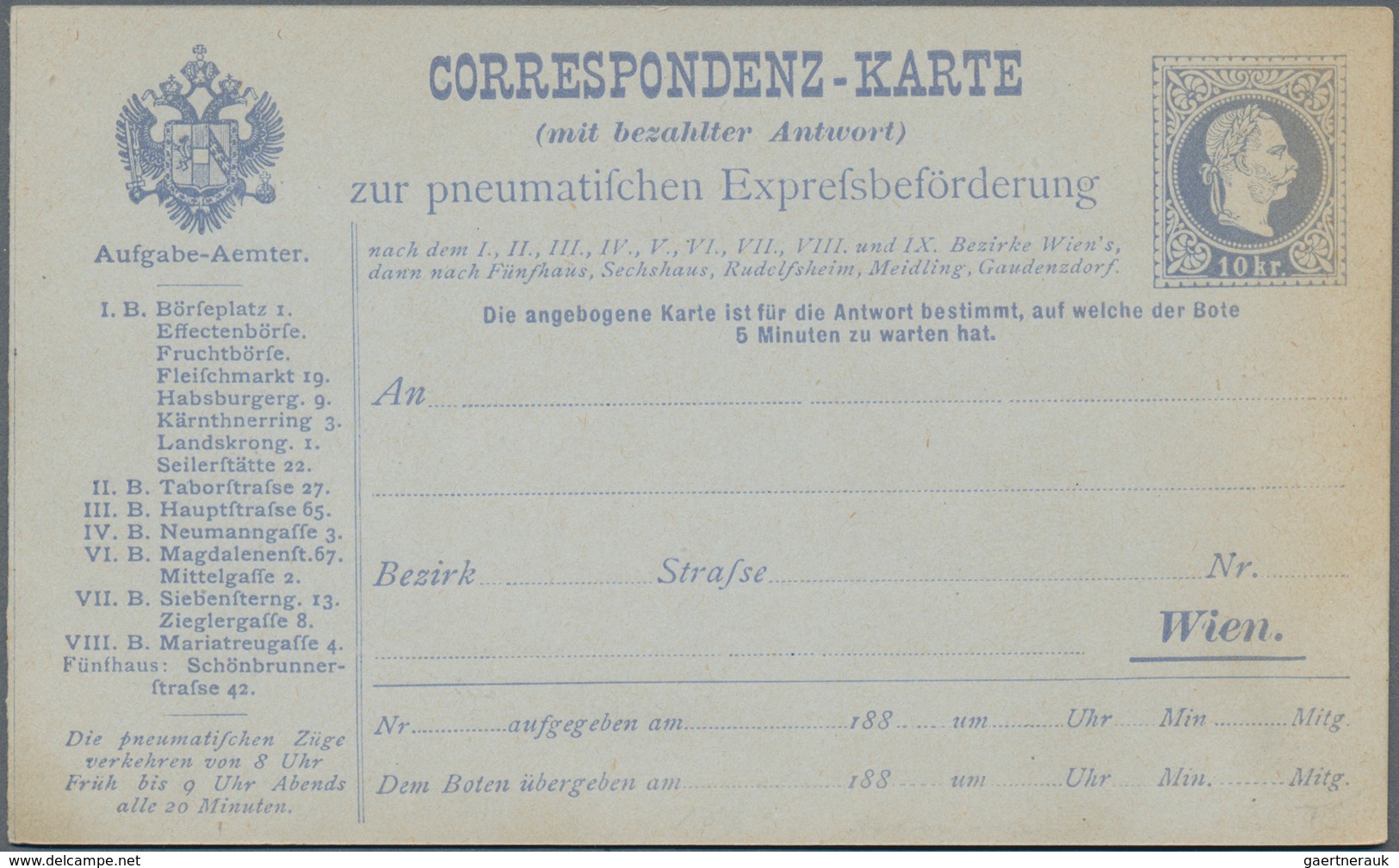 Österreich - Ganzsachen: 1883/1922 Ca. 70 Fast Ausschliesslich Ungebrauchte Ganzsachen Für Die Wiene - Sonstige & Ohne Zuordnung