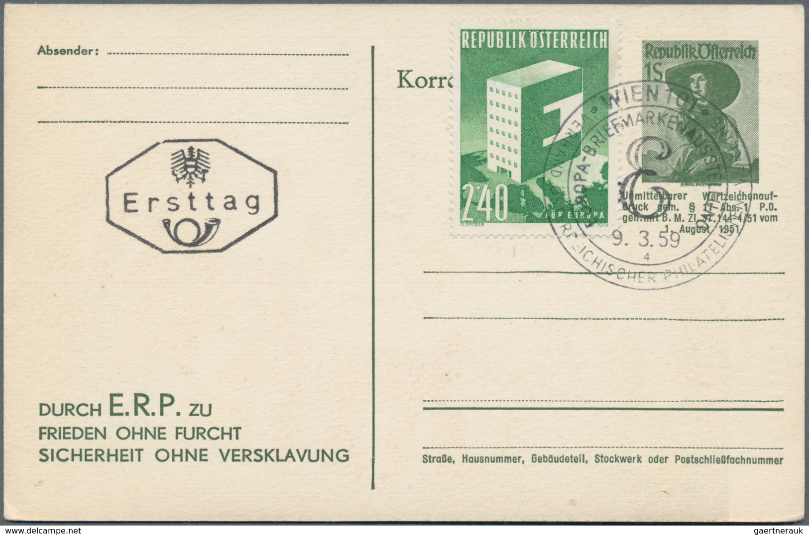 Österreich - Ganzsachen: 1947/1959 (ca.), Inter. Bestand Mit 37 Ganzsachen Mit Vielen Privatganzsach - Other & Unclassified