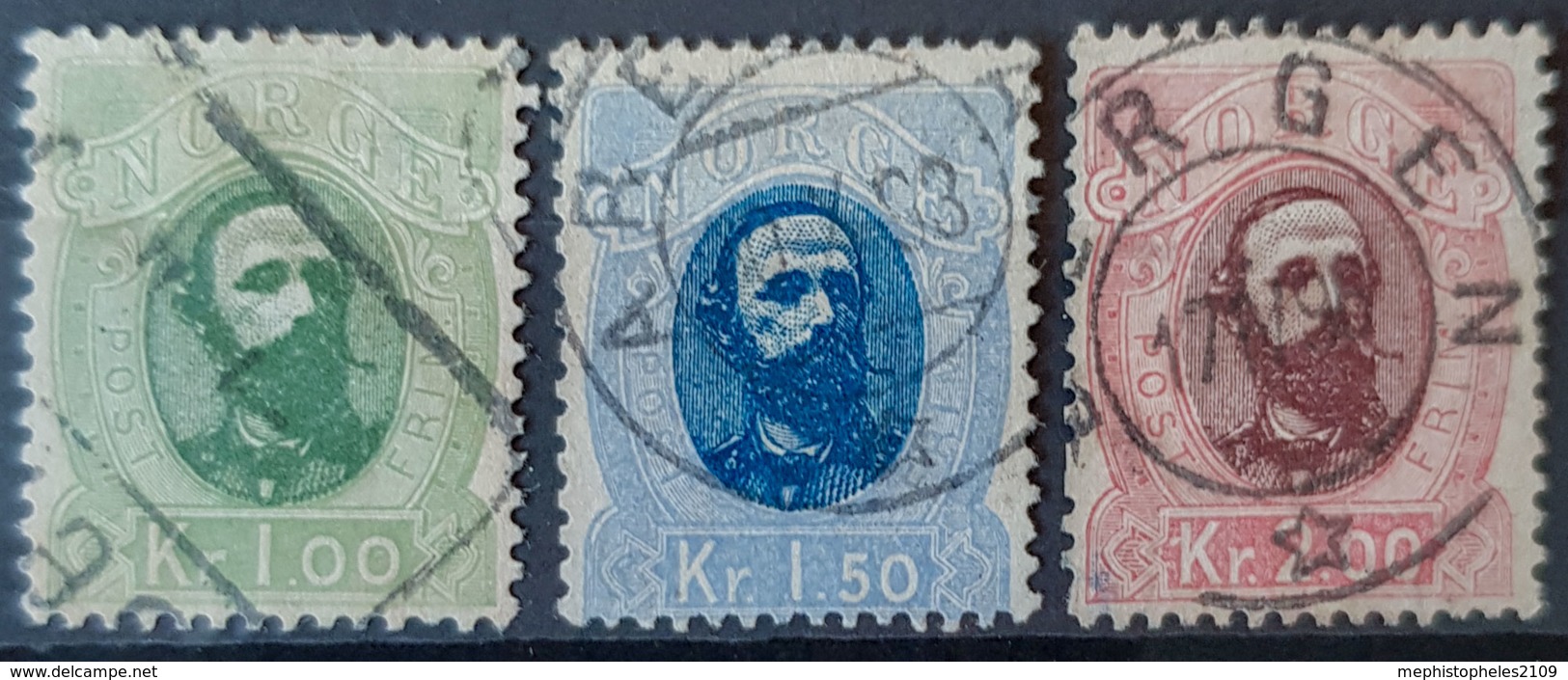 NORWAY 1878 - Canceled - Sc# 32, 33, 34 - 1K 1,5K 2K - Usati