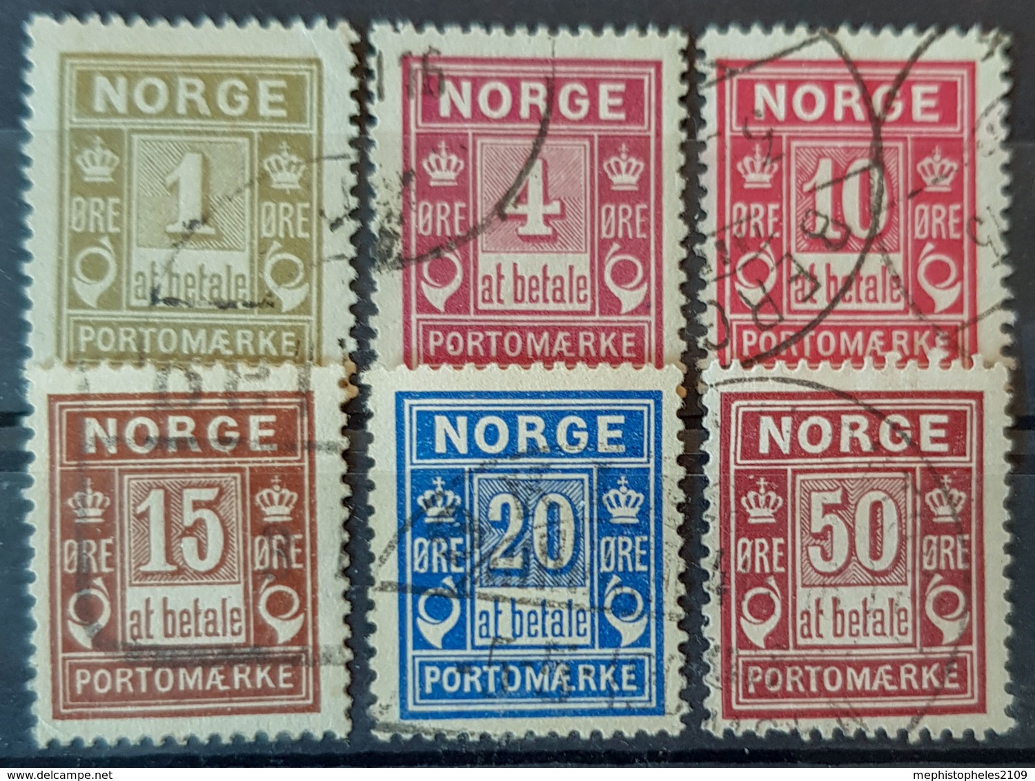 NORWAY 1889-1914 - Canceled - Sc# J1, J2, J3, J4, J5, J6 - Oblitérés