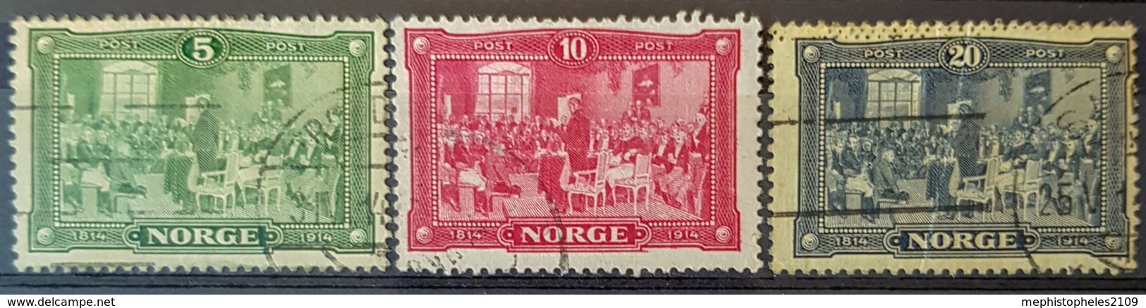 NORWAY 1914 - Canceled - Sc# 96, 97, 98 - Used Stamps