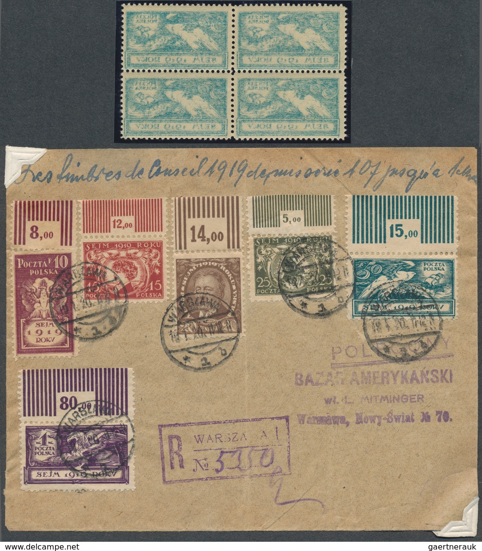 Polen: 1919/1959, Assortment Of Stamps And Covers, Main Value In A Specialised Section Of 1919 Sejm - Cartas & Documentos