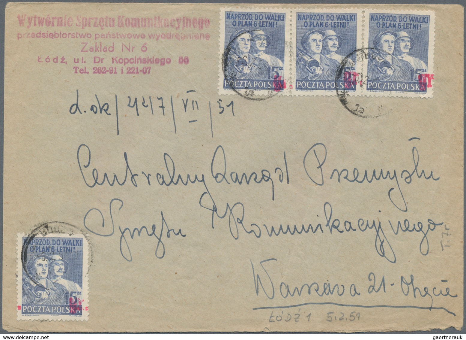 Polen: 1950/1951, Groszy-Overprints, collection of more than 290 covers and many used stamps and pie