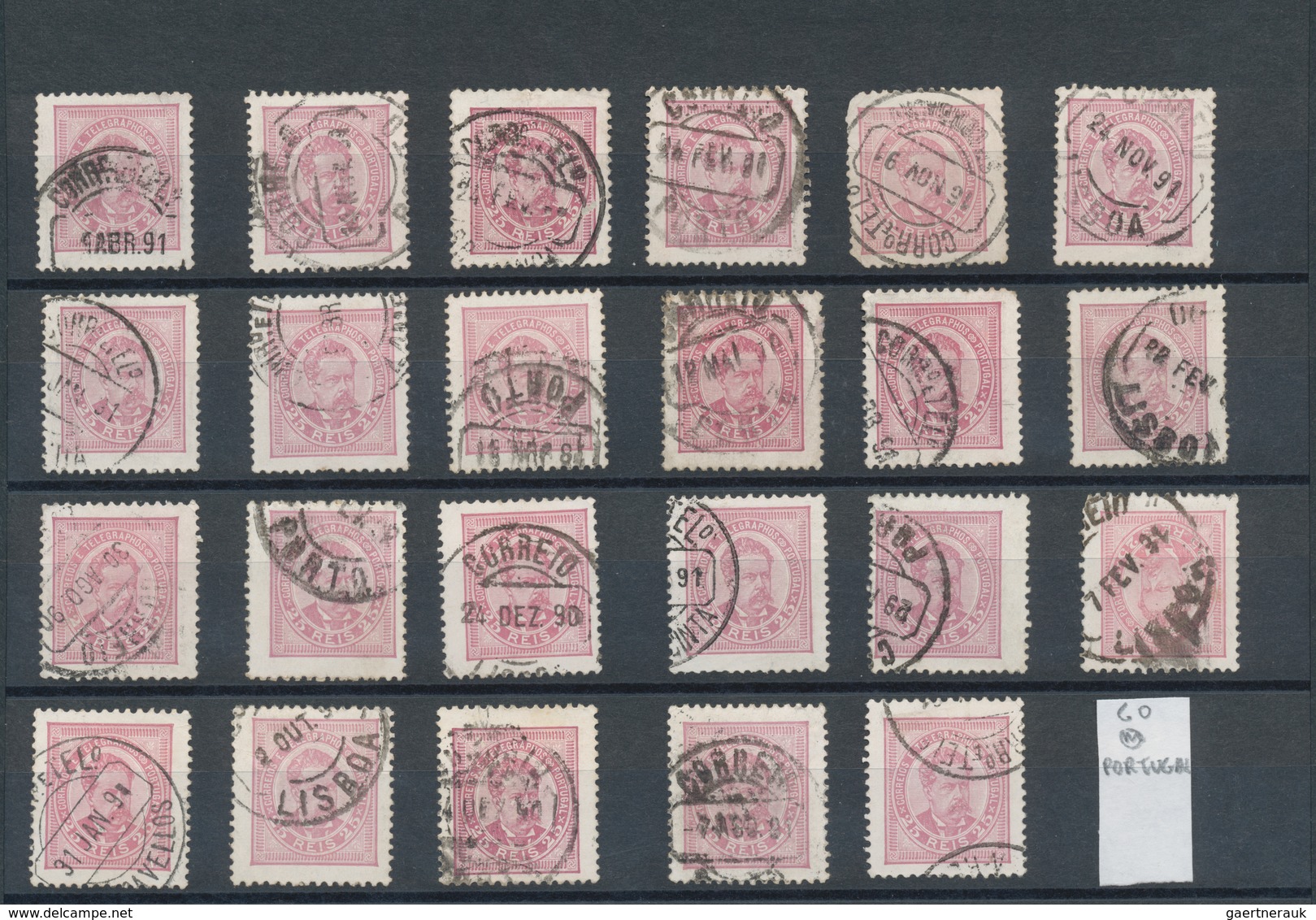 Portugal: 1880/1887, lot ex Mi no. 53/64, in total more than 180 used and 8 unused stamps including