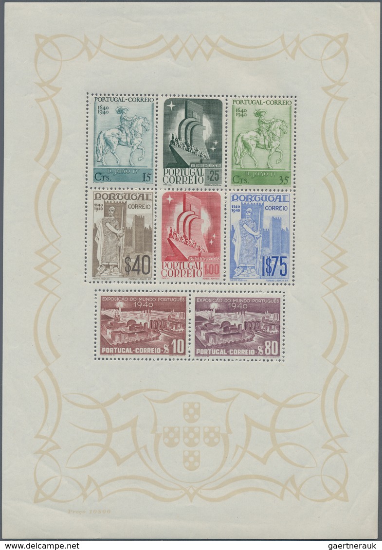 Portugal: 1940, Independence Unusual Lot With Approx. 320 Miniature Sheets All With Marginal Faults/ - Other & Unclassified