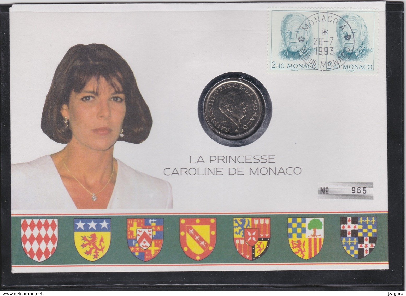 PRINCESSE GRACE COMMEMORATIVE COIN LETTER - MONACO 1993 Slania Engraved Stamp - Koniklijke Families