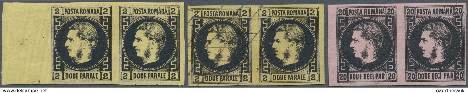 Rumänien: 1866/1867, Carol Heads, Mint And Used Assortment Of 14 Stamps Of All Denominations, Also T - 1858-1880 Moldavia & Principado