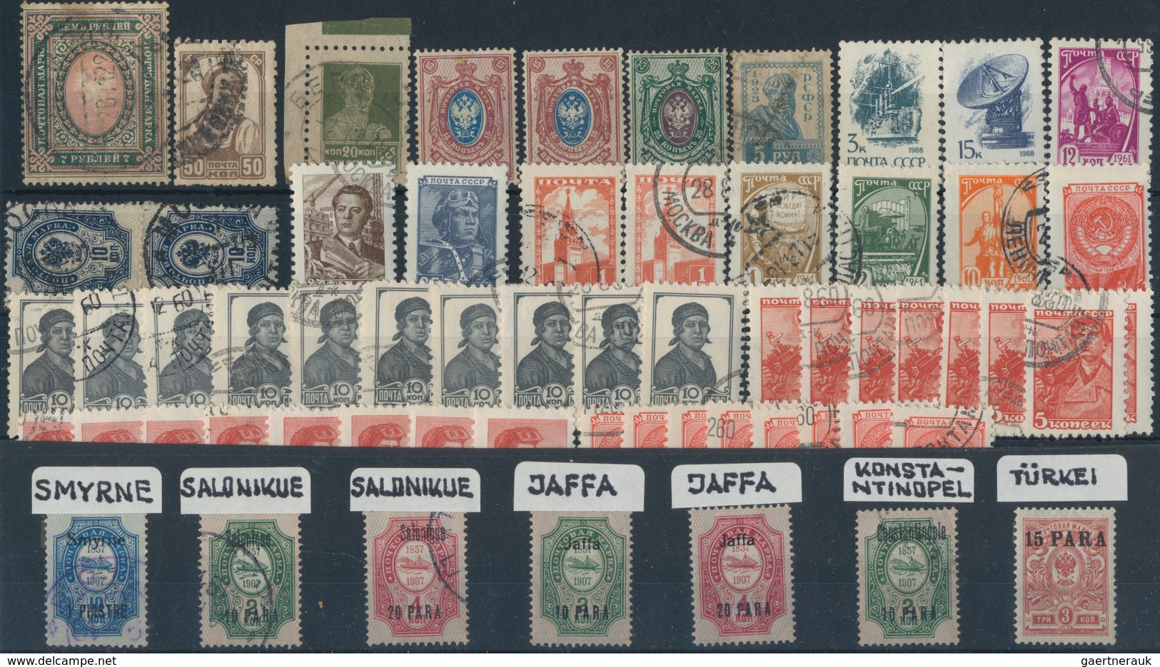 Russland: 1899/1990 (ca.), Mixed Lot On Stockcards With Russian Post In China And The Levant, Early - Briefe U. Dokumente