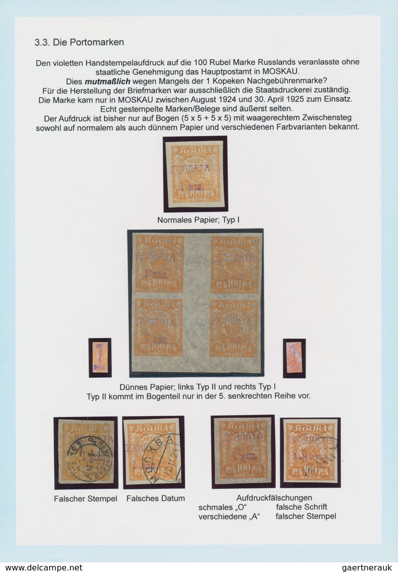 Russland: 1924/25 Amazing And Highly Specialized Collection Of Postage Due Stamps Of All Three Issue - Cartas & Documentos
