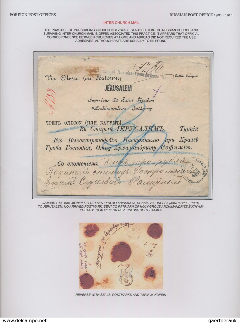 Russische Post In Der Levante - Staatspost: 1899/1914, Exhibit On Eight Album Pages, Comprising Elev - Levant