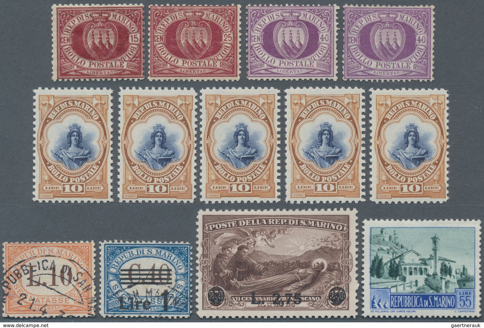 San Marino: 1877/1990 (ca.), Duplicates On Stockcards With Many Complete Sets Incl. Better Issues So - Gebraucht