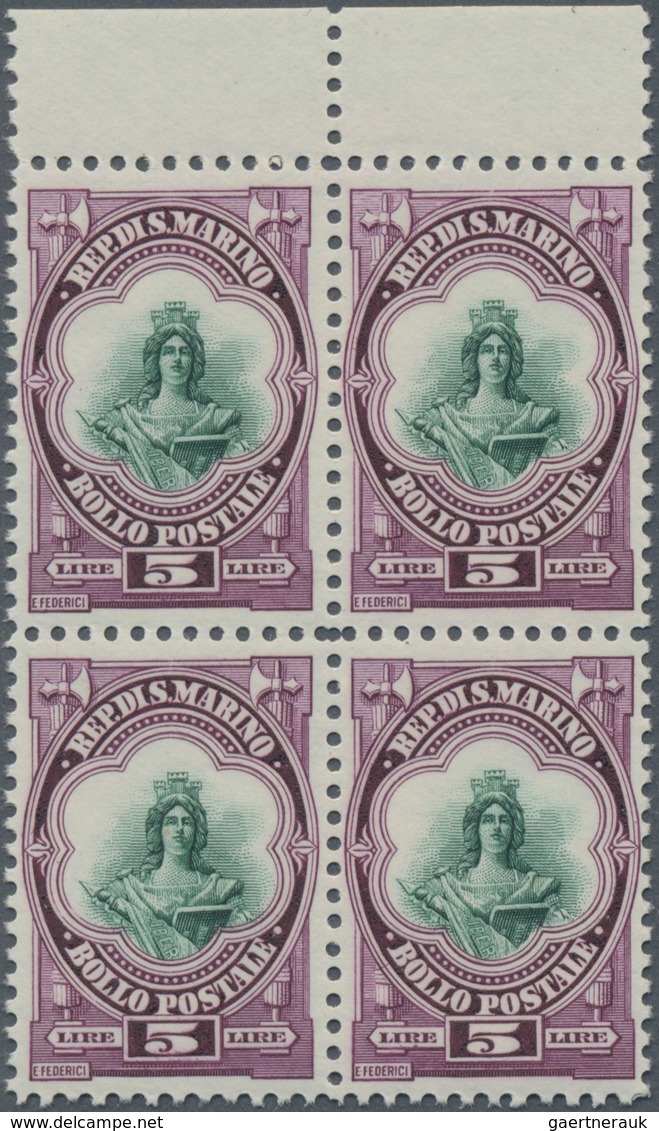 San Marino: 1929, Definitive Issue ‚National Symbols‘ Four Different Values In Different Quantities - Gebraucht