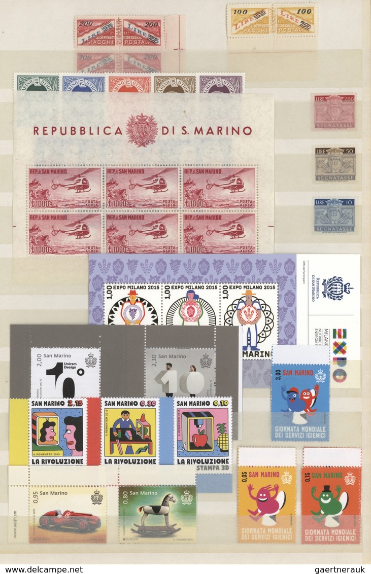 San Marino: 1961/2015, MNH Accumulation In A Stockbook, Incl. 1961 Airmail 100l. Mini Sheet, Main Va - Usados