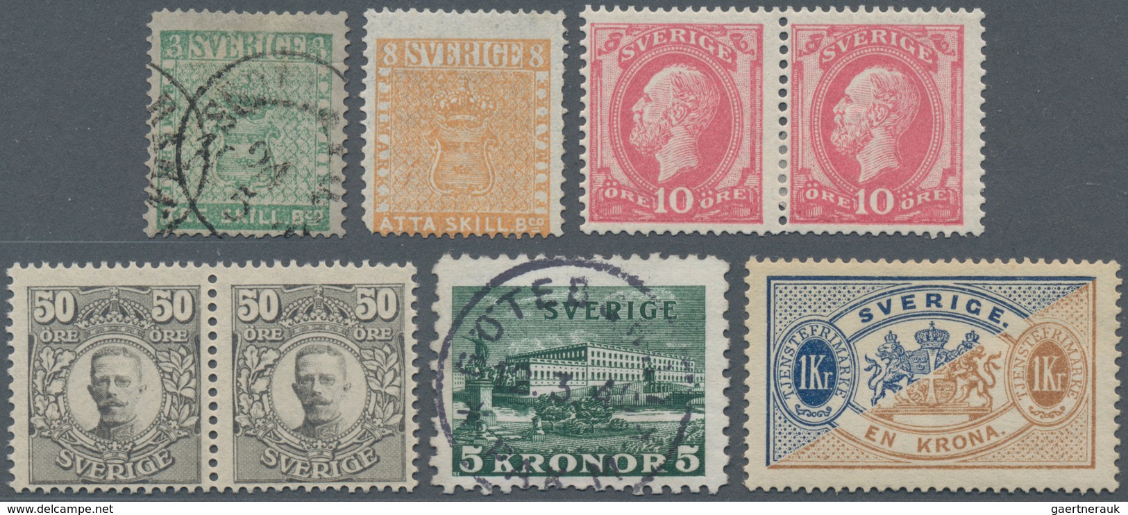 Schweden: 1855/1940 (ca.), Duplicates On Stockcards With A Few Classic Stamps Incl. 1855 Coat Of Arm - Briefe U. Dokumente