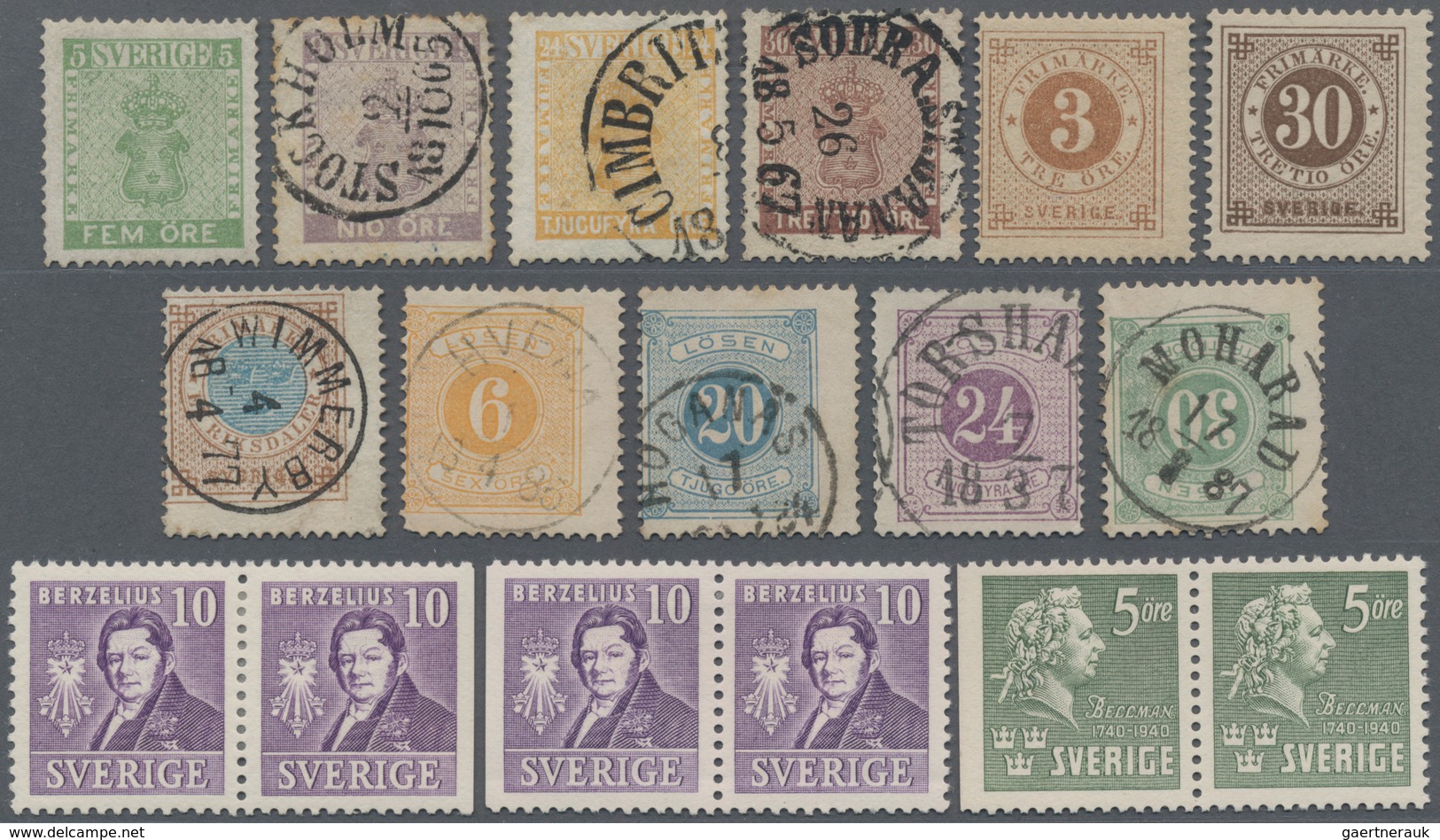 Schweden: 1872/1986 (ca.), Duplicates On Stockcards With A Nice Section Classic Issues Incl. Some Co - Briefe U. Dokumente