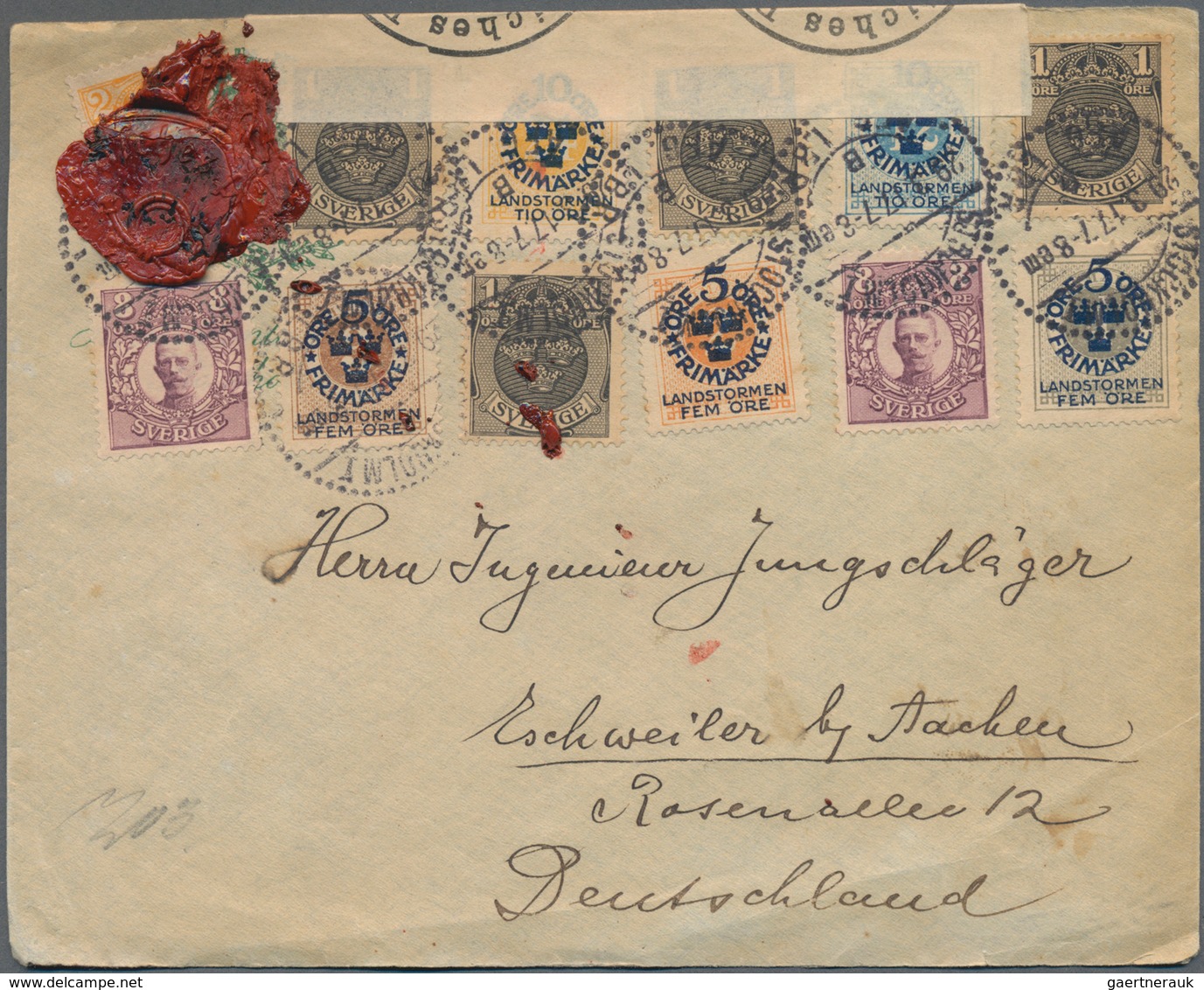 Schweden: 1875-1945: Weit über 500 Briefe, Postkarten, Viele Ganzsachen (ungebraucht Und Gebraucht), - Covers & Documents